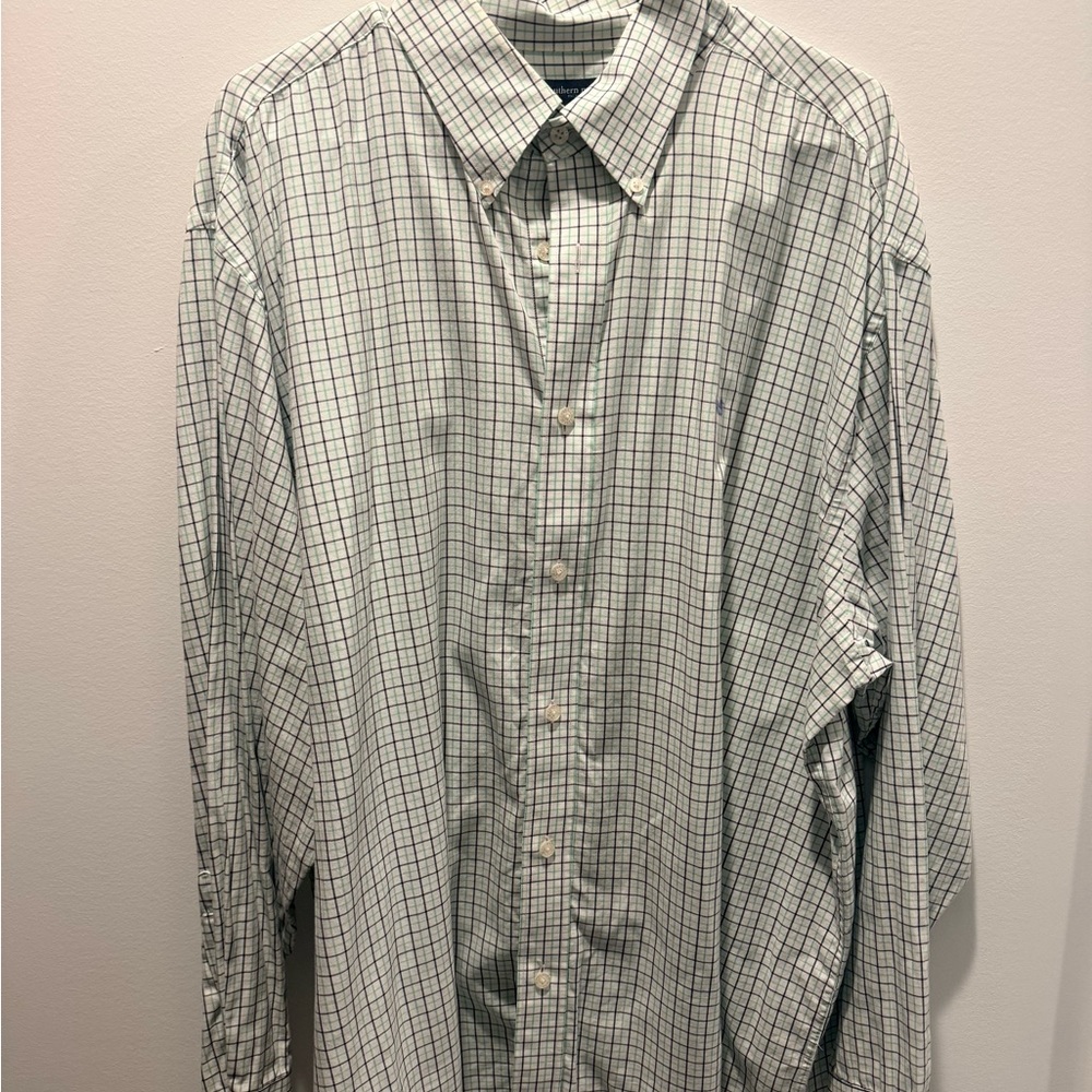 Southern Marsh Men's White and Blue Plaid Shirt